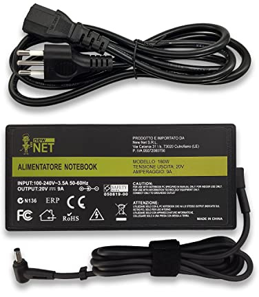 new net - Alimentatore Caricatore Caricabatteria da 20V 9A 180W Compatibile con Notebook MSI Katana GF66 11UE 11UE-031 11UE-081UK 11UE-088NEU [ 4.5x3.0 mm ]
