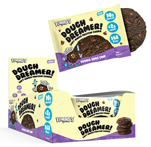 Yummo's - Vegan Protein Cookie, Double Choc Chip (12 pack) - Plant Based, High Protein, Low Sugar, Vegan Snack