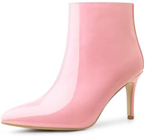 Allegra K Bottines à talons aiguilles à bout pointu pour femme, rose, 39 EU
