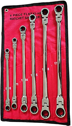 MISUVRSE 6-teiliges Metrisches 8- Bis 19-mm Ratschenschlüssel Set Mit Extra Langem Getriebe Verlängerter Mit Für Den Kopf 6-teiliges Und 12 Größen D Doppelringschlüssel Set Metrisch