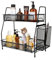 Mangotree Bad Arbeitsplatte Veranstalter, 2-Tier Gewürz Lagerung Rack, Vanity Veranstalter mit Toilettenartikel Korb, Küche Counter Regal für Bad, Küche, Schlafzimmer, Büros (schwarz)