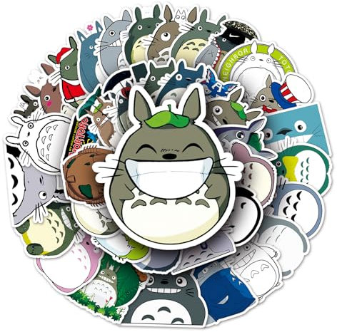 50 Stück Laptop Aufkleber Totoro, Wasserfeste PVC-Aufkleber für DIY-Dekoration, Graffiti-Stil Stickers für Autos Motorräder Laptops Fahrräder Skateboards Skier Snowboards Gepäck etc.