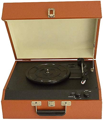Reproductor de vinilo vintage, fonógrafo creativo retro Bluetooth audio reproductor de discos de vinilo PU retro fonógrafo de madera adornos europeos tocadiscos, gramófono, 44 x 35 x 17 cm