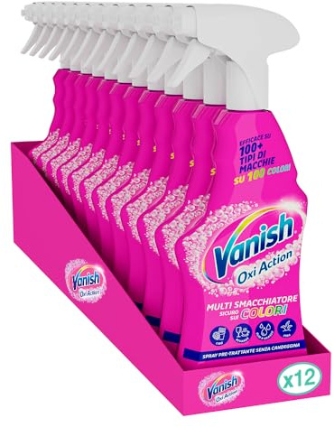 Vanish Oxi Action Multi Smacchiatore Spray Pre-Trattante Senza Candeggina, 12 Confezioni da 725 ml di Multi Smacchiatore Spray Pre-Trattante Senza Candeggina