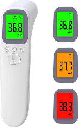 Forehead Thermometer, Digital Thermometer for Adults and Kids with LCD Backlight Display, 32 Memories, Non-Contact Infrared Temperature Thermometers for Body/Objects