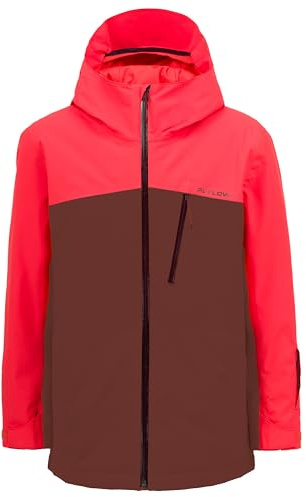 Flylow Youth Explorer Jacket - Waterproof Breathable Kids' Ski & Snowboard Coat - Amaro/Magma - Small