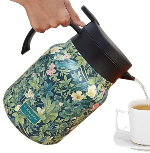 Brocca per liquido caldo - Floreale in acciaio inox da 1000 ml | isolata con infusore per cucina casalinga con familiari e amici, elegante thermos per bevande