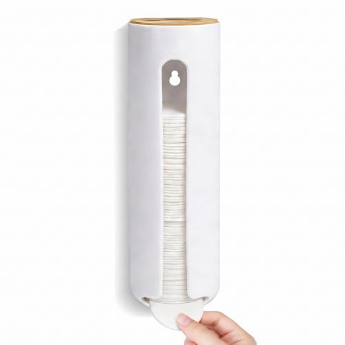 Contenitore per dischetti di cotone, montaggio a parete, contenitore per dischetti di cotone, con coperchio in legno, per riporre dischetti di cotone, struccanti o soluzione struccante