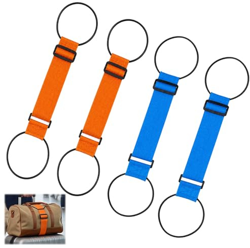 4-Piece Luggage Straps, Luggage Connector Straps Set with Blue and Orange, Secure Additional Luggage During Transit, Durable Elastic Design For Travelers And Business Professionals