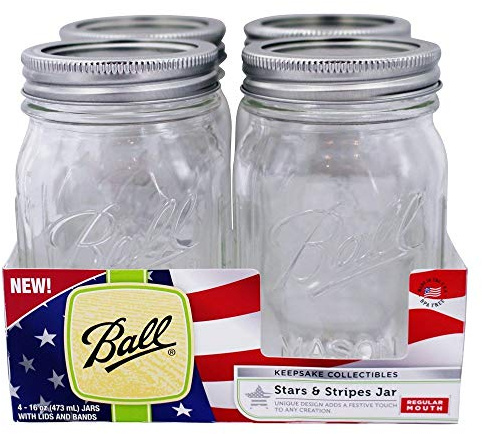 Ball Clear Striped 16 Oz Round Canning Jars 4 Pack