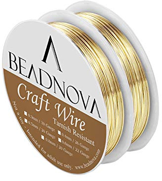 BEADNOVA Bare Copper Wire Tarnish Resistant Jewelry Making Wire (Gold Plated, 26 Gauge)
