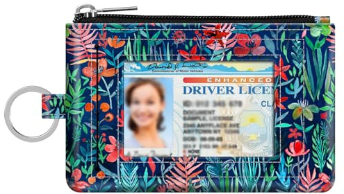 Fintie Zip ID Case, Slim Coin Purse Wallet RFID Blocking Change Pouch with Key Ring (Jungle Night)
