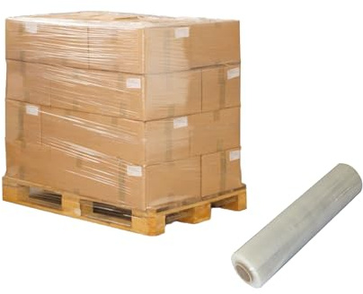 JECO - Lot de 6 rouleaux de film étirable manuel transparent 450mm x 300m 17µ bobine film extensible pré-étiré emballage palette colis déménagement