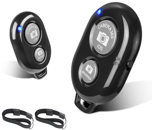 2 Pack Wireless Camera Remote Control - Wireless Remote for iPhone & Android Phones iPad iPod Tablet, Clicker for Photos & Videos, Wrist Strap Included
