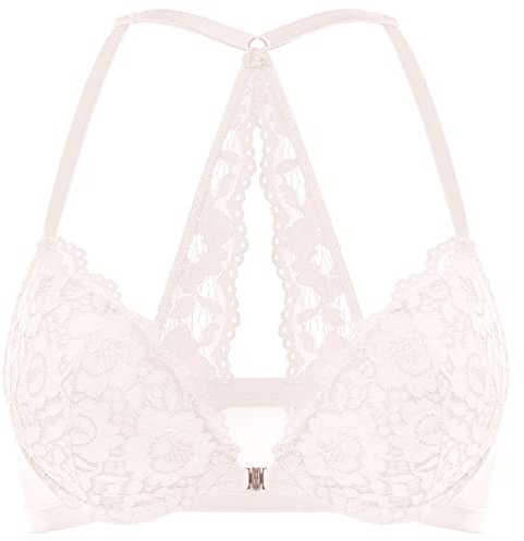 DOBREVA Front Fastening Push Up Bra Underwire Rose White 40B