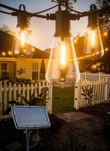 Solar Festoon Lights Outdoor, 9.5M/31FT Solar Garden String Lights with 15+1 Shatterproof Bulbs, IP65 Waterproof Vintage Patio Lights for Outside, Gazebo, Backyard, Balcony, Party, Wedding(Warm White)