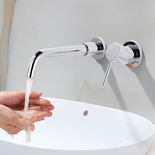 iVIGA Grifo de lavabo giratorio 360°, grifo empotrado, lavabo de cobre con M24 Perlator ahorro de agua, cromo