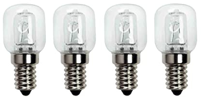 Backofenlampe 2/4 Stück Halogenlampe E14 25W Ofen Glühbirnen Techgoamde 2750k Warmweiß Bis 500°C Hitzebeständiges, Geeignet für Backofen, Mikrowelle, Salzlampen (4Stück)