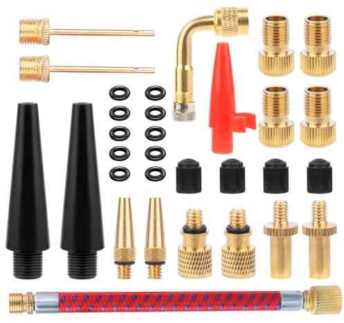 MXTIMWAN 31 Stück Adapter für Fahrradventile, Fahrradventil Adapter Set, Fahrradpumpe Adapter mit Aufbewahrungsbox für Kompressor Fahrradpumpe, Standpumpe, Luft- Ballpumpe