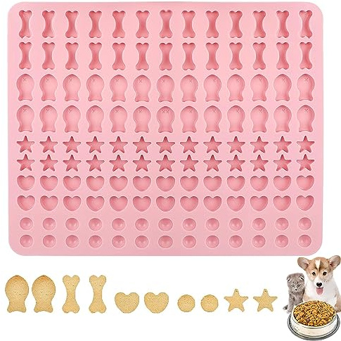 JAWAI Bakmatta i silikon för hundkex, silikon för hundkex, bakmatta för hundar, husdjursgodis, bakform, god värmebeständighet, kan användas för att tillverka djurfoder (rosa)