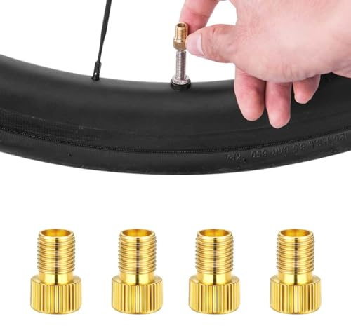 EIHI 4 Pezzi Adattatore per Valvola Presta in Ottone,Adattatore Pompa Bicicletta,Convertire Presta in Schrader per biciclette ed e-Scooter,Gonfiare il pneumatico usando una pompa standard da Mobi Lock