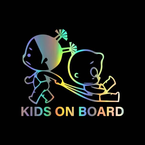 Baby on Board Sign Stickers High Intensity Baby Kids Safety Signs Stickers Kids Safety Warning for Car Bumper Window (Holographic Silver)