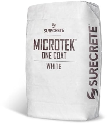 SureCrete MicroTek One Coat | White | 40 lb Bag | Microcement Overlay for Interior & Exterior Walls, Bathrooms, Fireplace Surrounds & Floors | Use with Pigment Packs for Custom Colors