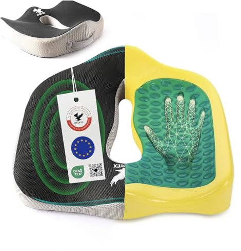 Spedyex Orthopädisches Gel-Sitzkissen – Ergonomische Unterstützung & Schmerzlinderung bei Rückenschmerzen, Ischias & Hämorrhoiden | Perfekter Komfort für Büro, Auto & Rollstuhl