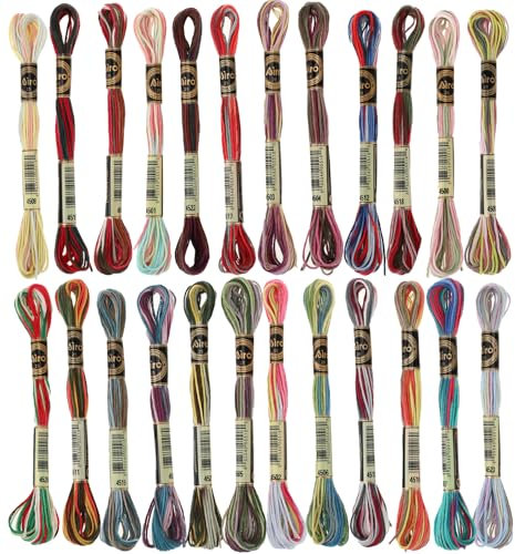 24 Stränge Multicolor Stickgarn Embroidery Floss Kreuzstich Fäden Embroidery Threads Garn für Freundschaftsbänder Perlgarn 8m 6fädig Strickgarn für Kreuzstichfaden Stickerei Crafts Arts Armbandfaden