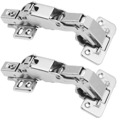 2-Pieces 165 Degree Lazy Susan Hinge, Face Frame, Clip On Plate for Easy Installation, Hydraulic Concealed Soft Closing Hinges for Cabinet Corner Kitchen Door