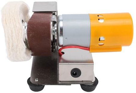 Lijadora de banda, Lijadora de banda de 15 grados, Amoladora de cuchillos eléctrica, 7 velocidades ajustables, rotación delantera y trasera para la fabricación de herramientas, trabajo de madera