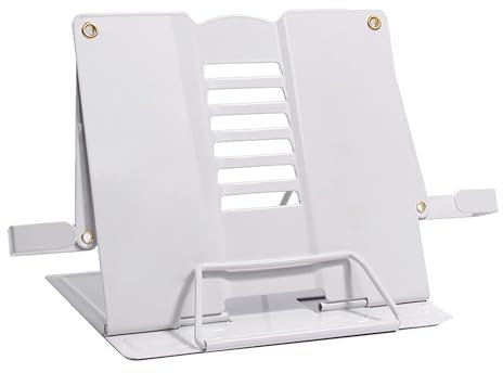 Chingde Buchhalter Leseständer, Buchhalter Bett, Notenständer Tisch, Buchhalter Bett, Verstellbarer, Gefalteter Kochbuchhalter für Küche, Schule und Büro, Leseablage für Kinder, Weiß