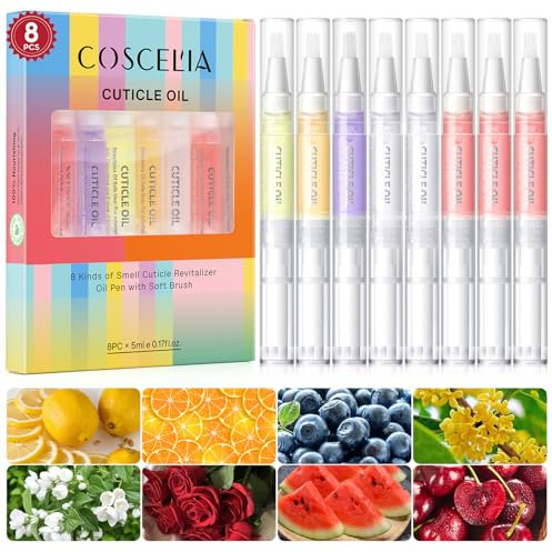 Coscelia Nagelöl Stift, 8 Stück Nagelöl Cuticle Oil Pen,Nagelpflegestift Nagelöl, Cuticle Oil Nagelhautöl für Nägel, für die Reparatur von Rissigen und Trockenen Nägeln