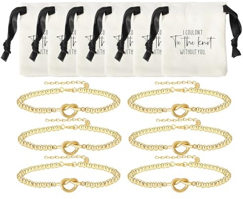 enasal Bridesmaid Proposal Gifts Set of 4,Bridesmaid Gifts for Wedding Day,Maid of Honor Proposal Bracelet, Stainless Steel Knot Bracelet Maid of Honor Gift on Bridal Party Favor (Link 6Pcs)