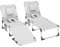 Soontrans 2pcs Sonnenliege, 190x63x30cm, Gartenliege mit Verstellbarer Rückenlehne, Seitentasche, Kopfkissen, Liegestuhl Klappbar, 600D Oxford, Strandliege, Liege für Garten, Balkon (hellgrau)