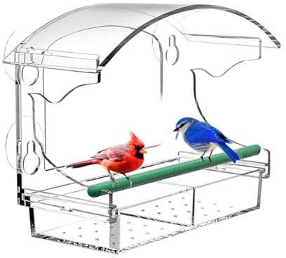 Distributeur De Nourriture Pour Oiseaux À Fenêtre Extérieur, Décoration De Patio En Acrylique Transparent, Mangeoire Sauvage À Ventouse Avec Plateau Amovible, Mangeoire Avec Ventouses, Décor De Jardin