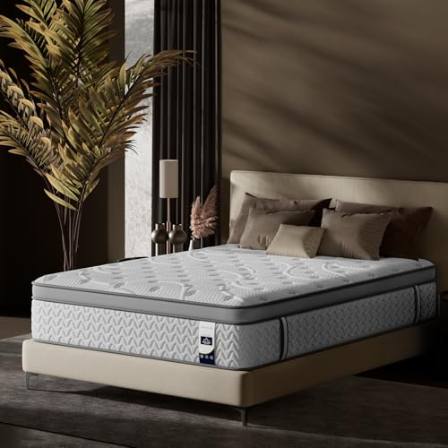 King Mattress 12 Inches - Medium Firm Hybrid Cooling Mattresses - Thicker 2mm Steel for Shoulder/Lumbar Support & Pressure Relief, Fiberglass-Free, Ergonomic Zones- Colchones King Size Bed in a Box