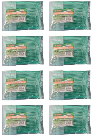 800 st gröna plastklämmor för trädgård, kabelband och rör, för elektriker och trädgårdsarbete (2,5 mm x 100 mm)
