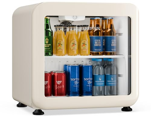 KLARSTEIN Audrey Evo Frigorifero per bevande da 45 L - Frigorifero per bevande con sportello in vetro, luce LED, temperatura regolabile 0-10 °C, funzionamento silenzioso