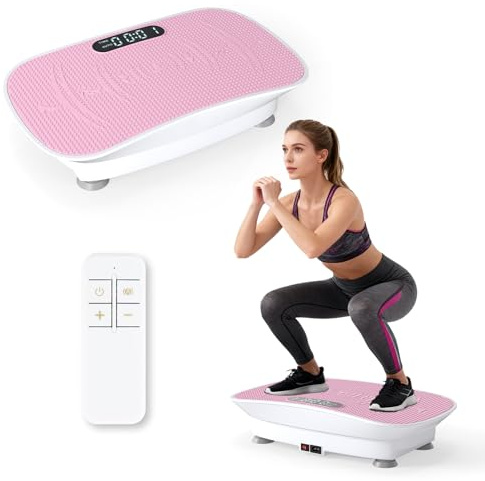 GYMAX Plateforme Vibrante avec 10 Intensités de Vitesse, Plaque Vibrante pour Fitness, Cardio-Training, Perte de Poids, avec Télécommande, Écran LED, Silencieuse pour Maison Bureau
