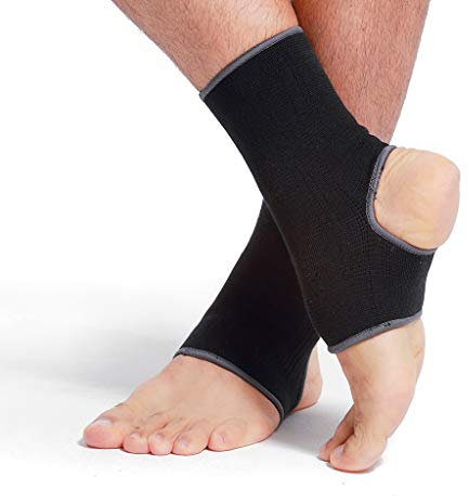 NEOtech Care Sprunggelenkbandage - Elastisches & Atmungsaktives - Mittlere Kompression (Schwarz, 1 Paar, Größe L)