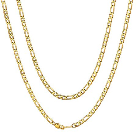 ChainsHouse 50cm Collar de Oro Acero Figaro Mujer Cadenas Hombre 4mm