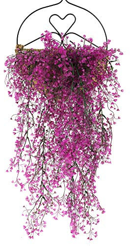 HUAESIN 3 Pcs Künstliche Hängepflanzen Schleierkraut Kunstpflanze Hängend Blumen Kunststoff Hängend Plastikblumen Lila für Balkon Topf Hochzeit Garten Wand Dekoration 80cm