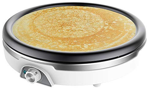 Cecotec Crepesmaker Fun Crepestone XL INOX. 1350 W, Edelstahl, Platte mit antihaftbeschichtung und abnehmbar, Einstellbarer Thermostat, Rolle und Spatel inklusive, 38 cm