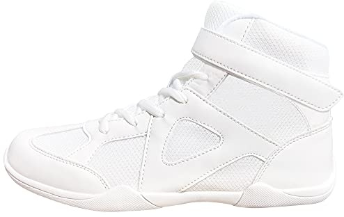 Danzcue Mid Top White Cheer Shoes, White, 5.5 UK