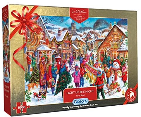 Light Up The Night 1000 Piece Jigsaw Puzzle | Christmas Jigsaw Puzzle | Sustainable Puzzle for Adults | Great Gift for Adults | Gibsons Games