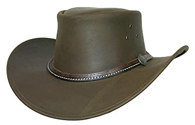 Black Jungle Beagle Lederhut, Westernhut, Australienhut, Cowboyhut (Khaki, L)