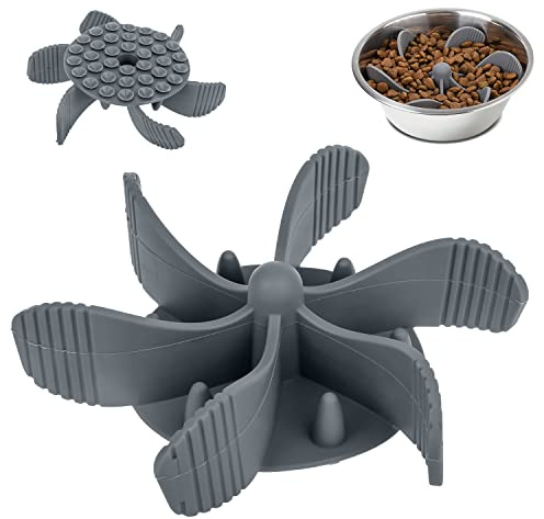 Slow Feeder Dog Bowl Insert, Spiral Dog Bowl Insert to Slow Down Eating, Silicone Pet Slow Feeder for Dry & Wet Food, Strong Suction Cups, Easy to Clean