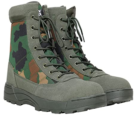 Mens MIG Side Zip & Lace Up Army Tactical Combat Boots Work Security Police | Side-zip and lace-up tactical combat boots for work, security, police, cadet and military use