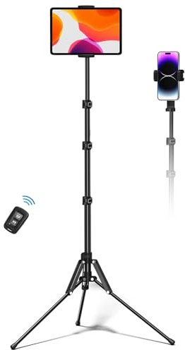 viozon Handy Stativ, Tablet Halterung, Stativ mit Fernbedienung, für 3,5-13Zoll Geräte, Tragetasche, Kamera-Blitzschuh, Winkel- und Höhenverstellbar, Aluminiumstativ für Fotos, Vlog DE-FS-02